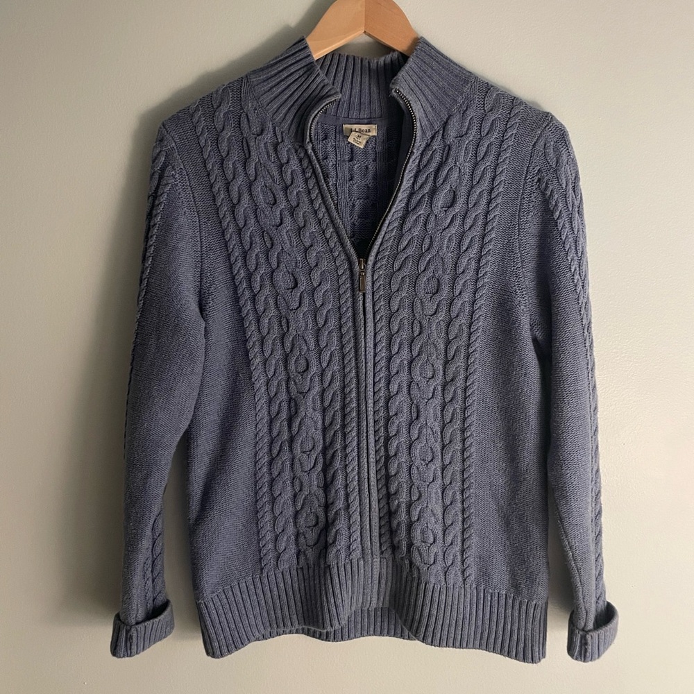 LL Bean Blue Zip Cardigan